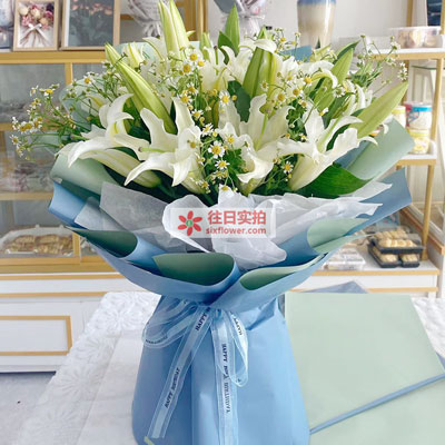 承德8支白色多头百合洋甘菊，互倾的思念