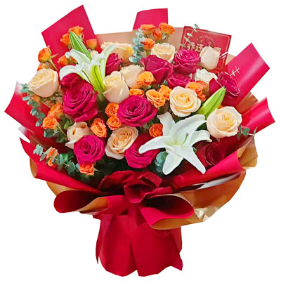 承德19朵玫瑰百合，爱情永不凋零