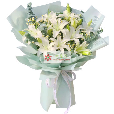 承德6支白色多头百合,温馨的祝福