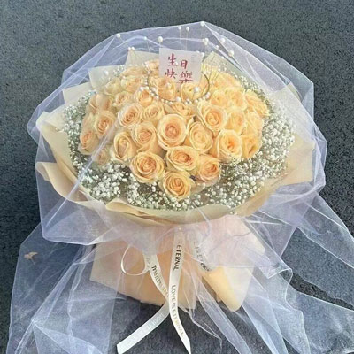 承德52朵香槟玫瑰满天星，你就是我的全部